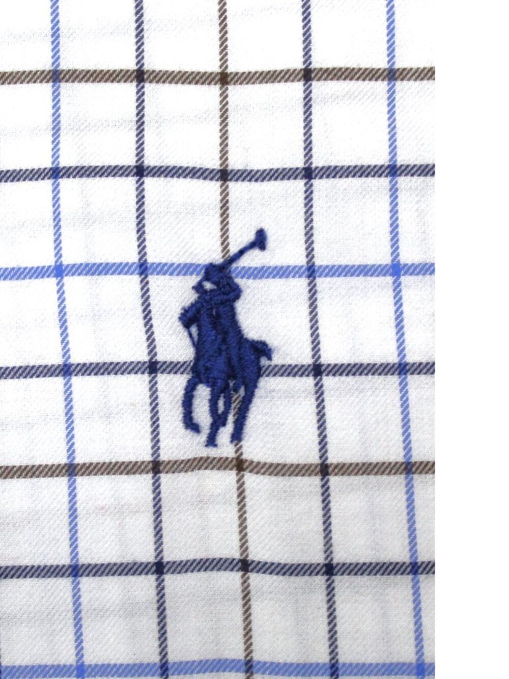 POLO RALPH LAUREN REGULAR FIT 100% COTTON SHIRT WHITE, BLUE & TAUPE MEDIUM, M - Picture 2 of 4